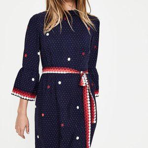 Boden navy, white and red polka dot dress US 12 L